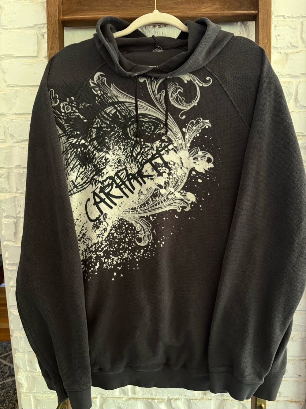 Carhartt Black Hoodie with White Graphic Front